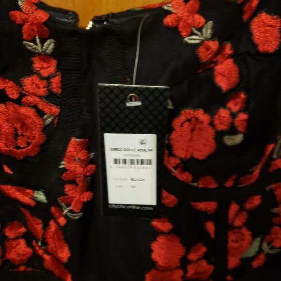 Read and Black Embroidered City Chic Dress New With Tags - Picture 6 of 8